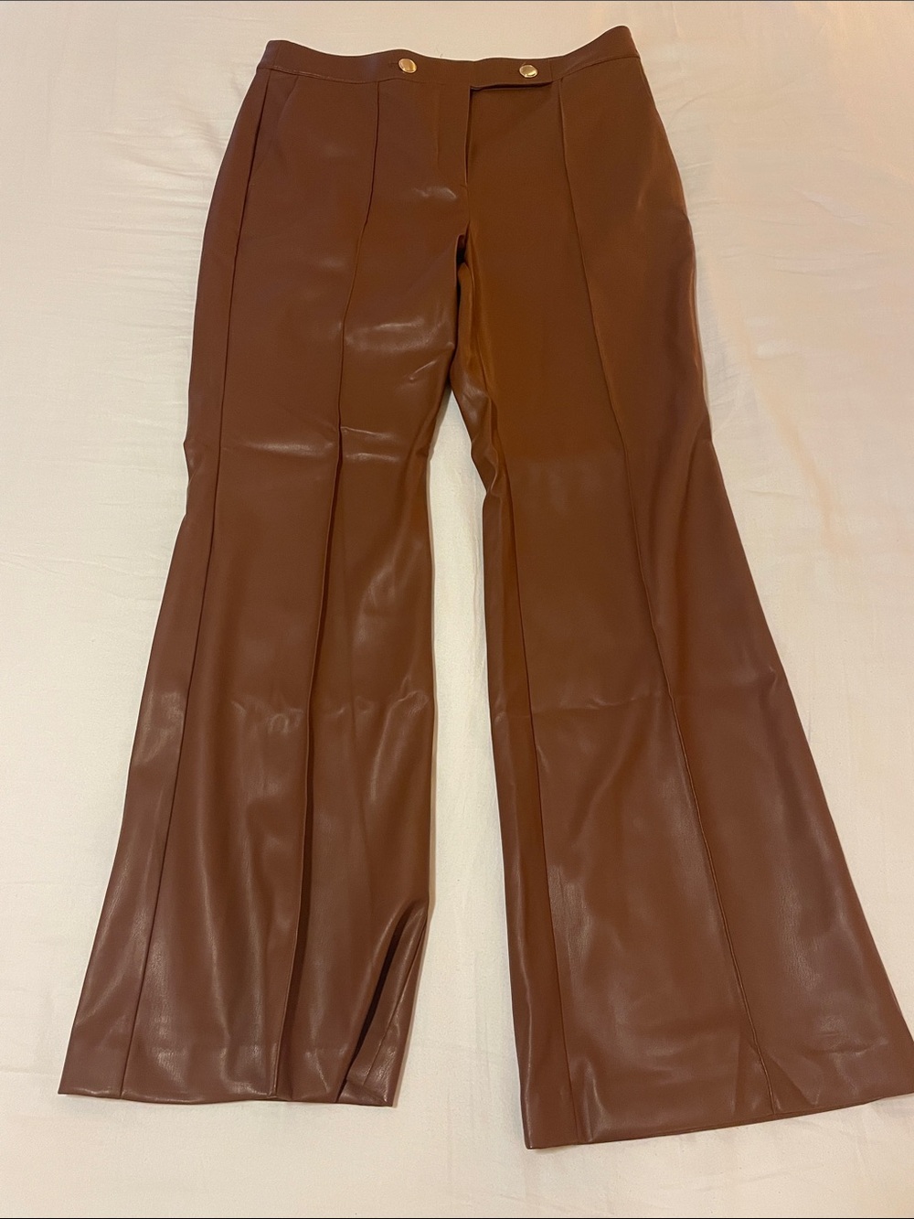 LOFT Brown Faux Leather Flared Pants